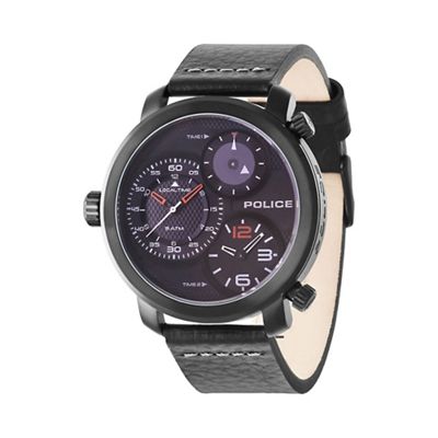 Men's black leather strap watch 14500xsb/02